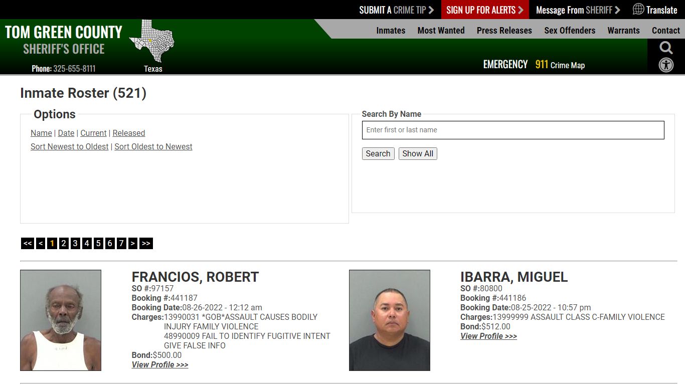 Inmate Roster - Tom Green County TX Sheriff's Office